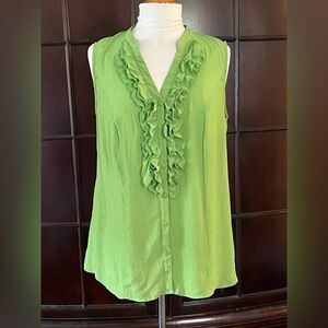 Green Sleeveless Ruffle Top